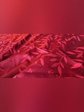 Vintage Burgundy Floral Design Cotton/Polyester Round Tablecloth. 70" Long